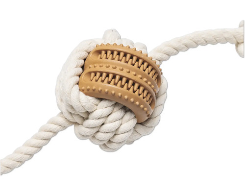 Jouet pour chien en corde avec élément de nettoyage des dents