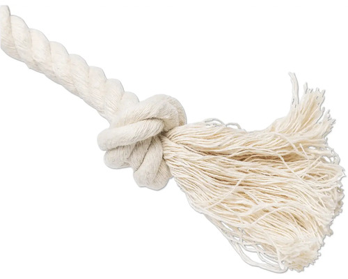 Corde blanche avec nœud et extrémité effilochée