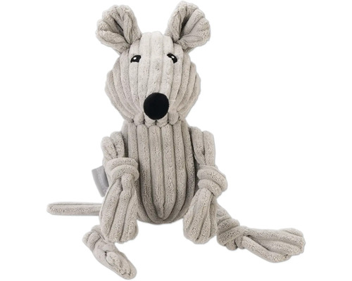 Hundespielzeug beeztees Maus Mousy Ribbed grau ca. 32 x 11 x 11,5 cm Graue Stoffmaus als Spielzeug für Hunde