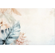 Illustration mit tropischen Blättern und Blüten