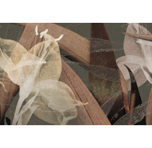 Abstraktes Blumenmuster mit Blütenblättern und Blättern