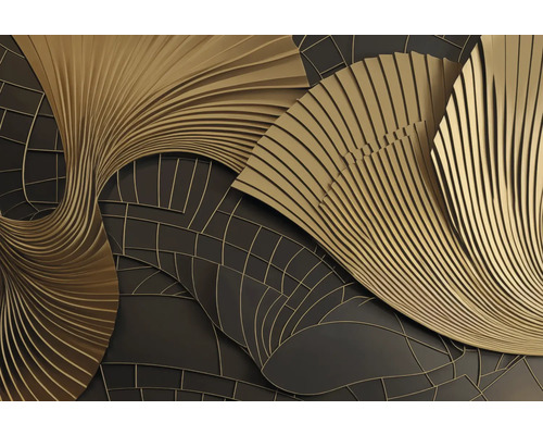 Abstraktes Wanddesign mit Linien und gewölbten Elementen