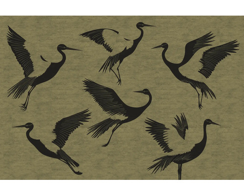 Fototapete Vlies 22089-02-01 GMK Art Edition 2 Black Feathers gold 8-tlg. 400 x 270 cm Tapete mit Kranichmuster