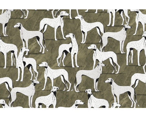 Fototapete Vlies 22091-02-01 GMK Art Edition 2 Greyhound Manor gold 8-tlg. 400 x 270 cm Muster mit Windhunden