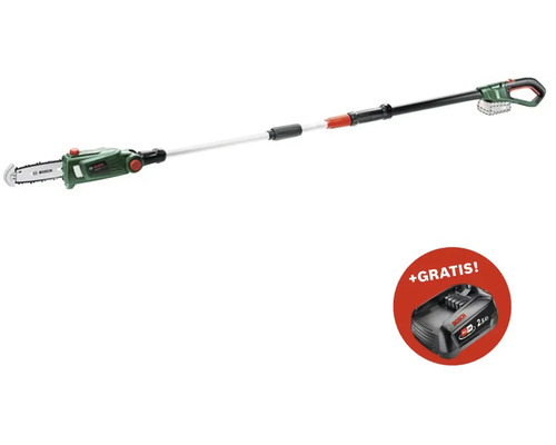 Akku-Hochentaster Universal Chain Pole BOSCH 18 Li + GRATIS Zugabeartikel Ersatzakku PBA 18V Li-Ion (2,5Ah) Akku-Hochentaster mit Gratis-Akku