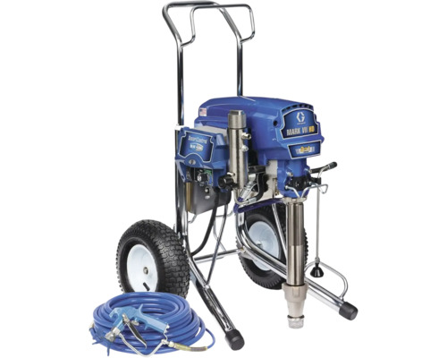 Farbspritzgerät auf Wagen mit Schlauch und Spritzpistole