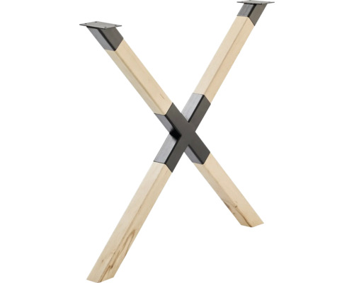 Pied de table en forme de X en bois et métal