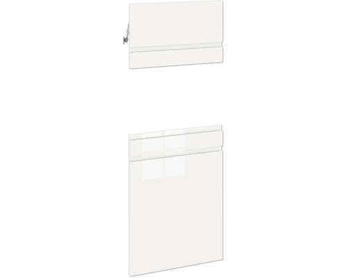 PICCANTE Smart Set de façade armoire midi pour microondes 1 porte pivotante 1 cache et 1 trappe blanc haute brillance peint avec poignée encastrée intégrée « AL » Meuble de salle de bains blanc avec deux portes