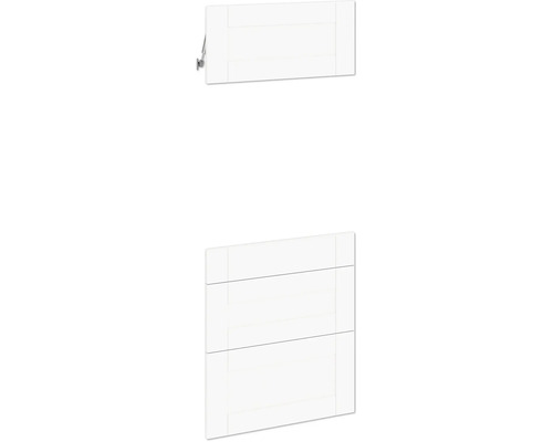 PICCANTE Smart Set de façade armoire midi pour four 1 trappe, 1 cache de tiroir et 2 caches de tablettes maison de campagne blanc mat "AM" Armoire de cuisine avec porte relevable