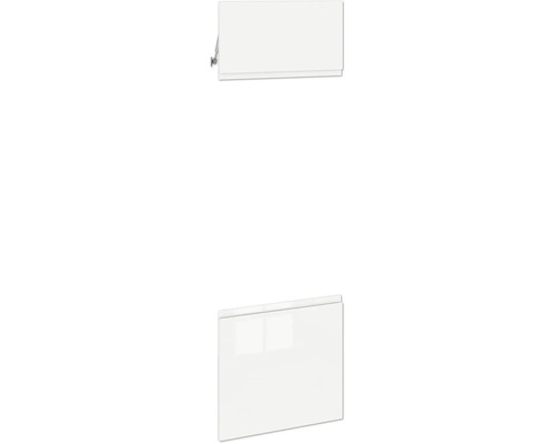 PICCANTE Smart Set de façade armoire haute pour microondes et four 1 trappe et 1 porte pivotante blanc haute brillance peint avec poignée encastrée intégrée « AR » Meuble de cuisine blanc avec porte