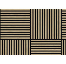 Panneau acoustique avec des lamelles en bois dans un motif géométrique