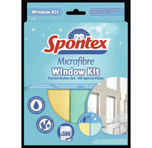 Kit microfibre pour fenêtres Spontex avec chiffon jaune multi-usage et chiffon vert pour vitres