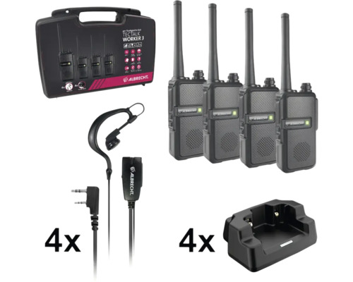 Albrecht Tectalk Worker 3 Funkgeräte Set mit vier Geräten, Headsets und Ladestation