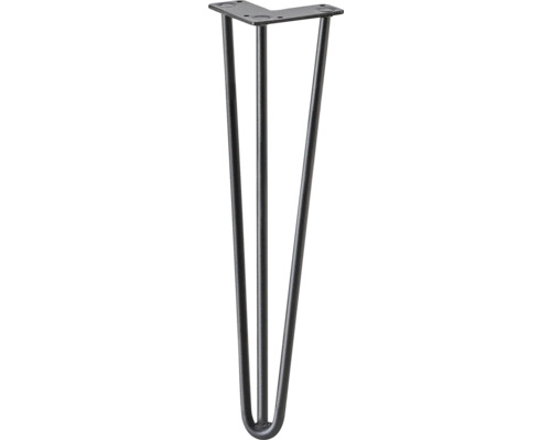 Pied de meuble Tarrox SPIDER Hairpin Ø 58 x 450 mm noir 1 pièce Pied de table en épingle à cheveux simple avec trois tiges et plaque de montage