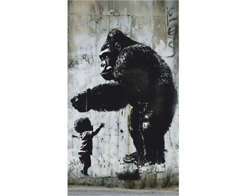 Wandbild mit Gorilla und Kind als Kunstwerk