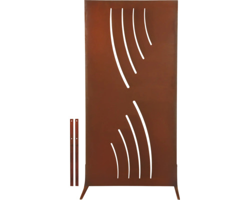Sichtschutzwand floraworld Wellen Corten 90 x 180 cm rost Sichtschutzelement aus Metall mit Ausschnitten für den Aussenbereich