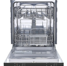 Offene Geschirrspülmaschine mit Innenraum und Bedienfeld