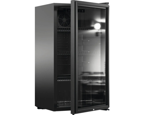 Getränkekühlschrank mit Glastür und mehreren Regalböden