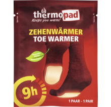 Emballage de chauffe-orteils Thermopad avec des informations sur l'utilisation et la durée
