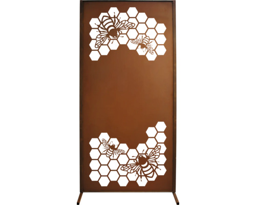 Sichtschutzwand Bienenwabe 100 x 200 cm rost Dekorative Sichtschutzwand mit Bienen- und Wabenmuster