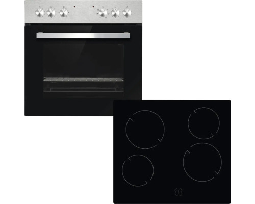 PKM Herdset EHS5IX Nutzvolumen 65 l Maße BxHxT 59,5 cm x 64,7 cm x 55 cm Backofen und Kochfeld für die Küche