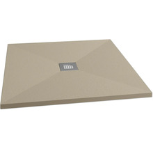 Beige Duschwanne mit quadratischem Abfluss