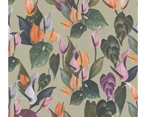 Papier peint avec motif de plantes et motifs floraux