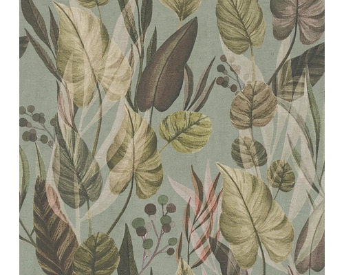 Papier peint avec motif de feuilles et de plantes