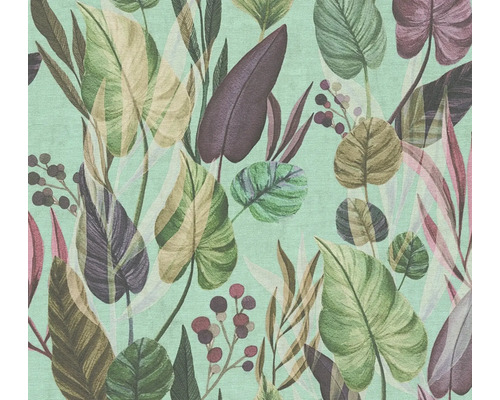 Papier peint avec motif de feuilles et de plantes