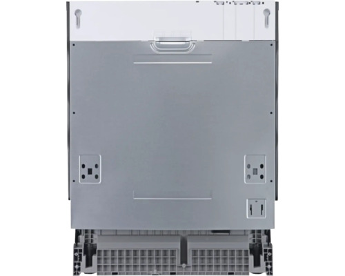 Rückansicht eines Geschirrspülers zur Information über Anschlüsse und Installation.