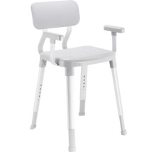 Duschstuhl mit Rückenlehne und Armlehnen, höhenverstellbar