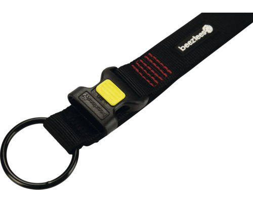 Schwarze Hundeleine mit Karabiner und Logo der Firma Beeztees