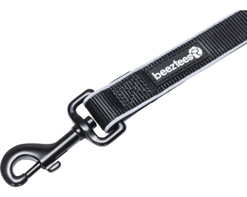 Laisse noire pour chien avec mousqueton et logo Beeztees