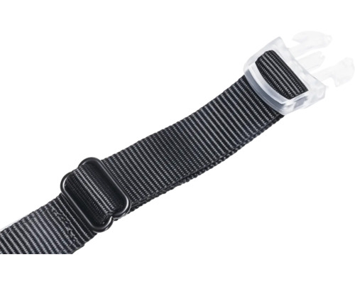 Schwarzes Textilband mit Schnalle und Metalleinstellung