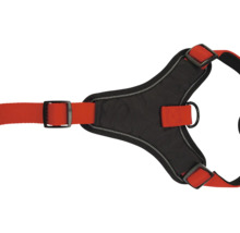 Harnais noir pour chien avec sangles rouges et réflecteurs