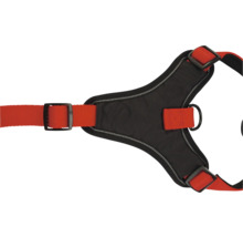 Harnais noir pour chien avec sangle rouge et boucle en métal