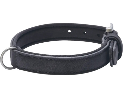 Schwarzes Hundehalsband aus Leder mit Metallschnalle und D-Ring