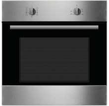 Edelstahl Einbaubackofen mit Bedienknöpfen und Sichtfenster