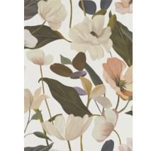 Nahaufnahme eines floralen Musters mit Blumen und Blättern