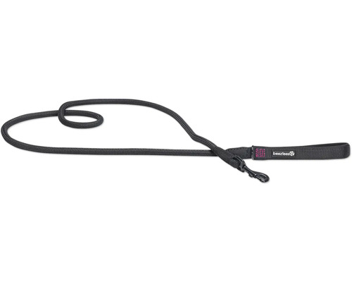 Laisse noire pour chien avec dragonne et mousqueton