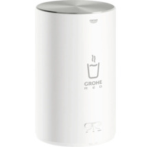 Chauffe-eau cylindrique Grohe Red en métal avec logo Grohe et interrupteur pour marche, arrêt et mode vacances.