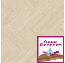 Sol stratifié clair à chevrons avec label Aqua Protect