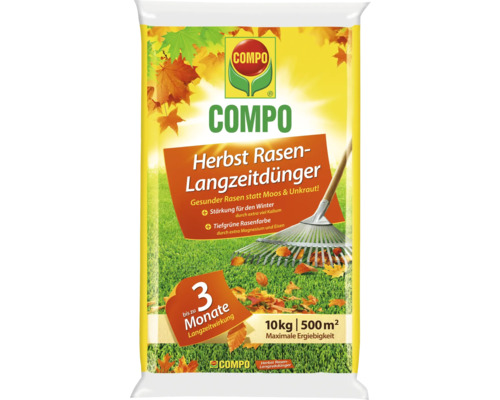 COMPO Herbst Rasen-Langzeitdünger, 10 kg Packung