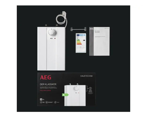 AEG Kleinspeicher inklusive Montagezubehör, Energielabel und Verpackung