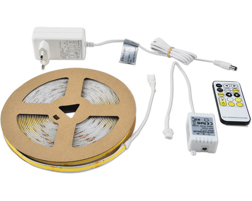 Ruban LED sur rouleau avec bloc d'alimentation et télécommande