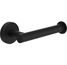 Schwarzer Toilettenpapierhalter zur Wandmontage.