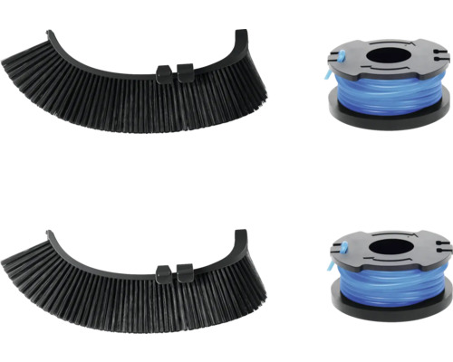 Deux brosses de balayage et deux bobines avec fil de coupe