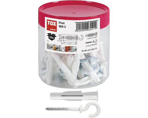 TOX Pirat Will-S Chevilles et vis, 20 pièces