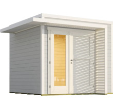 Abri de jardin avec double porte et fenêtre à lamelles