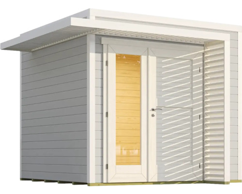 Abri de jardin avec double porte et fenêtre à lamelles